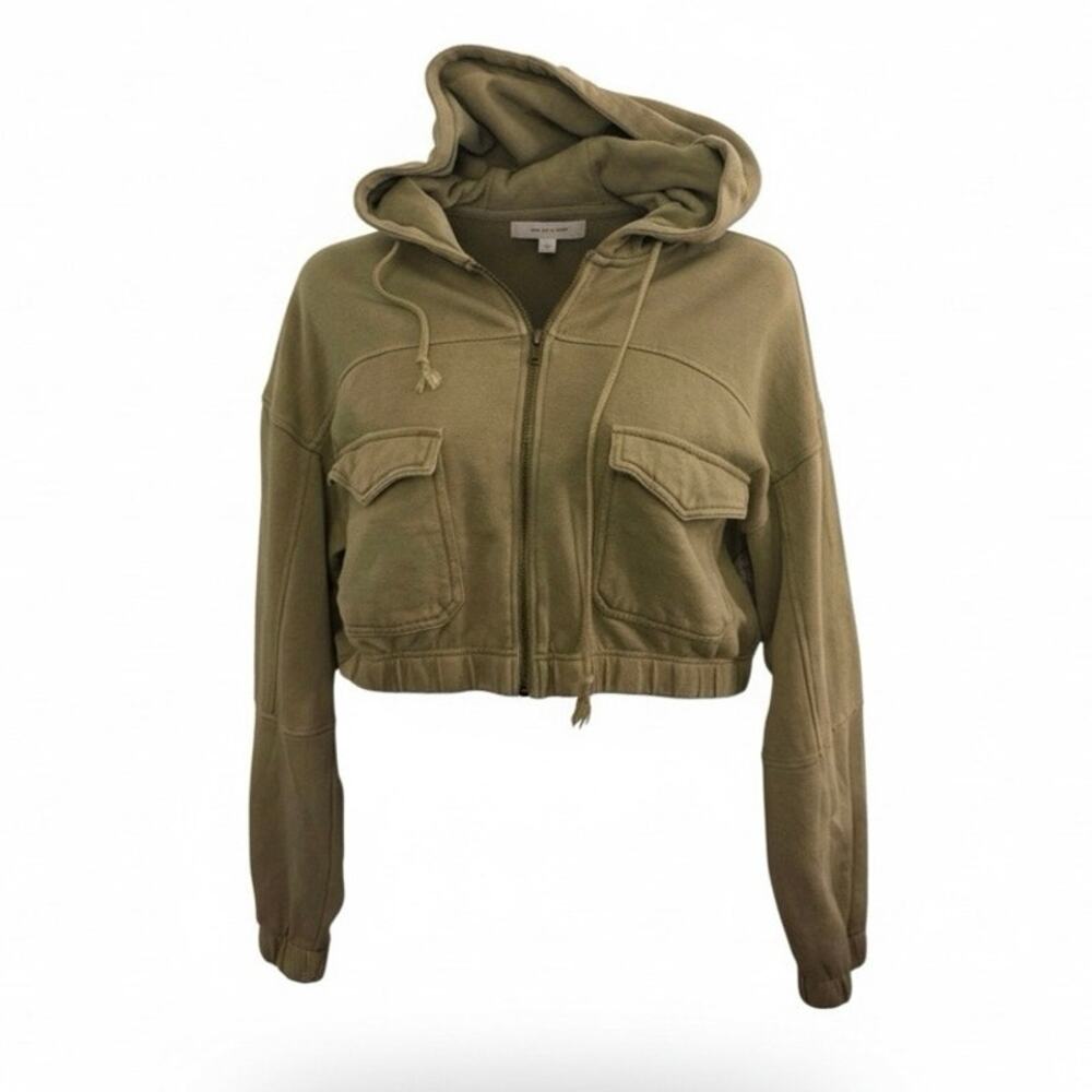 Forever 21 Army Green Cropped Hoodie Size Large